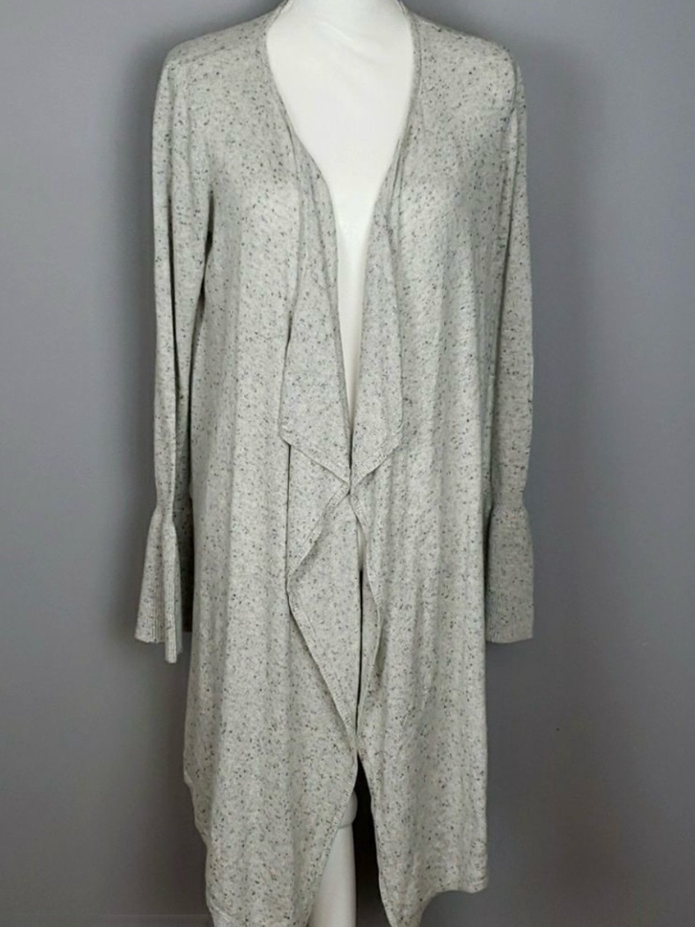 Anthropologie Moth Open Front Waterfall Bell Sleeve Cardigan. Gray. Size Small.